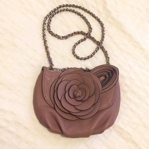 New boutique pink rose leather mini flap bag